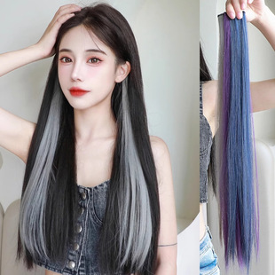 Ear-Hanging Dyed Hair Piece Highlighted Wig Piece for Women with Long Hair One-Piece Colorfuled Hair Piece Invisible Hair Extension Simulated Wig Patch