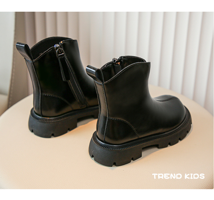 Girls' British style Martin soft soled short 2024 autumn and winter new item boys' versatile leather single children's_voghion.com