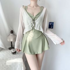 2025新型ワンピース水着女性2点セット高級感ワンピース痩せ学生女性温泉スカート水着
