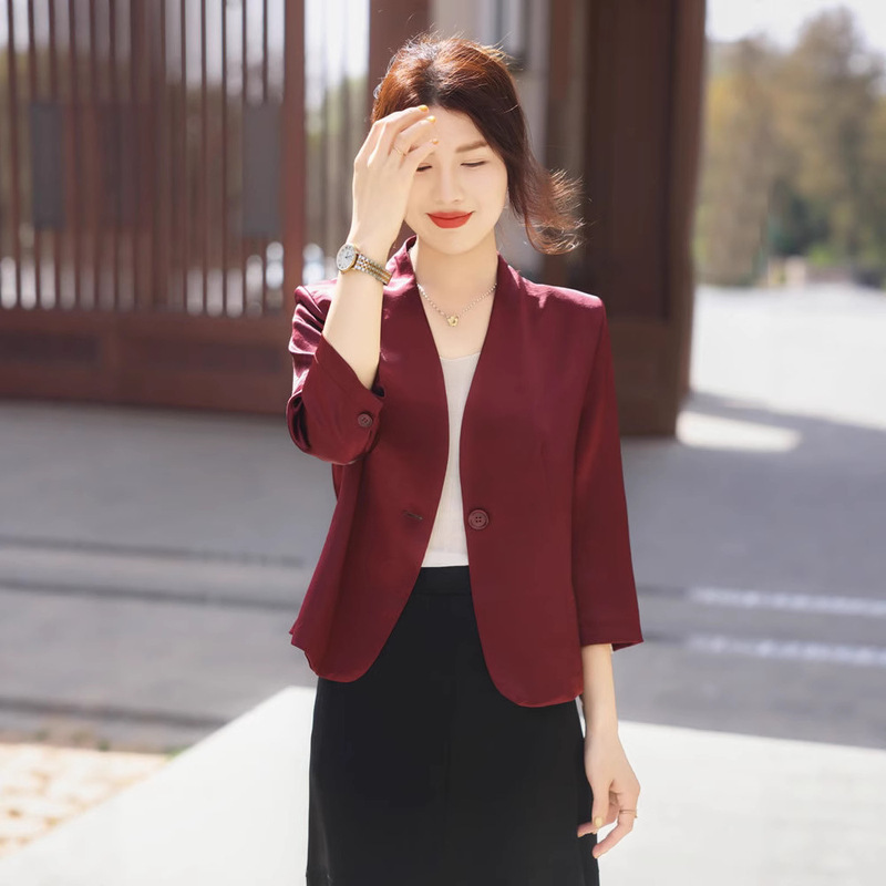 Thin Slim-Fit Red Suit Casual Middle-Aged and Elderly Suit Sun Protection Mother-In-Law Mother's Elegant Jacket Wedding Banquet Age Reduction