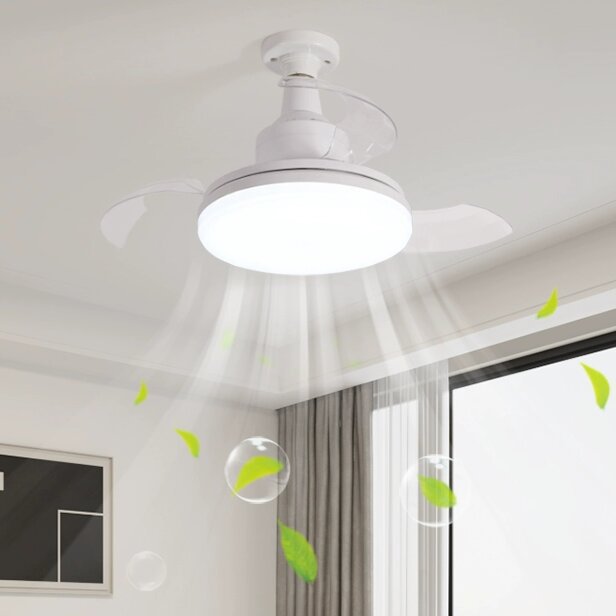 Cross-Border Popular Screw-Top Ceiling Fan Lamp for Home Living Room, Dining Room and Bedroom with Electric Fan Chandelier Smart Invisible Fan Lamp