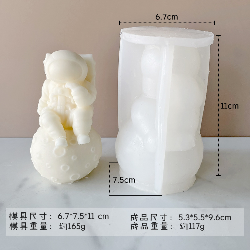 Jiahuimei Luna astronauta cubo de hielo molde DIY dibujos animados mini astronauta aromaterapia vela silicona abrasivo herramienta