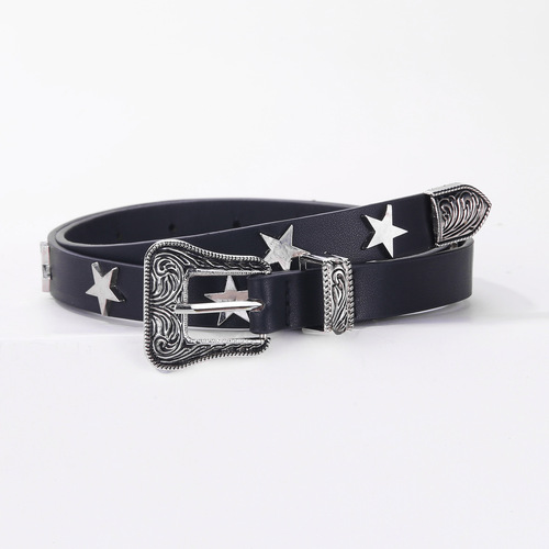 Individual Design Star Accessory Belt for Women, New Style, Versatile, Retro Denim Belt with Punk Style Decoration for Women