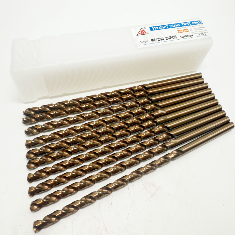 Hongan Lengthened Cobalt Drill Extra Long Straight Shank Twist Drill m35 High Speed Steel Drill 160-200-300-400-500