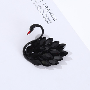 Korean Luxury Crystal Swan corsage for men and women temperament all-match suit pin collar pin elegant exquisite dress accessories