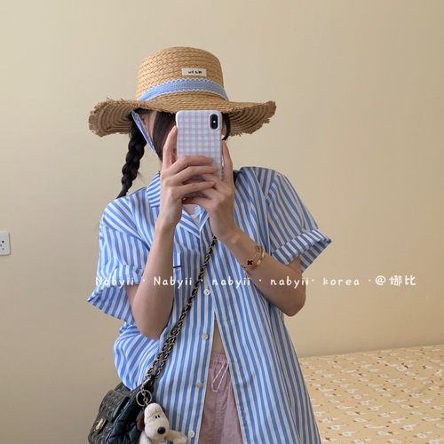 Star Language] French elegant ins Korean style sweet and cute big brim sunshade straw hat seaside vacation beach hat for women summer