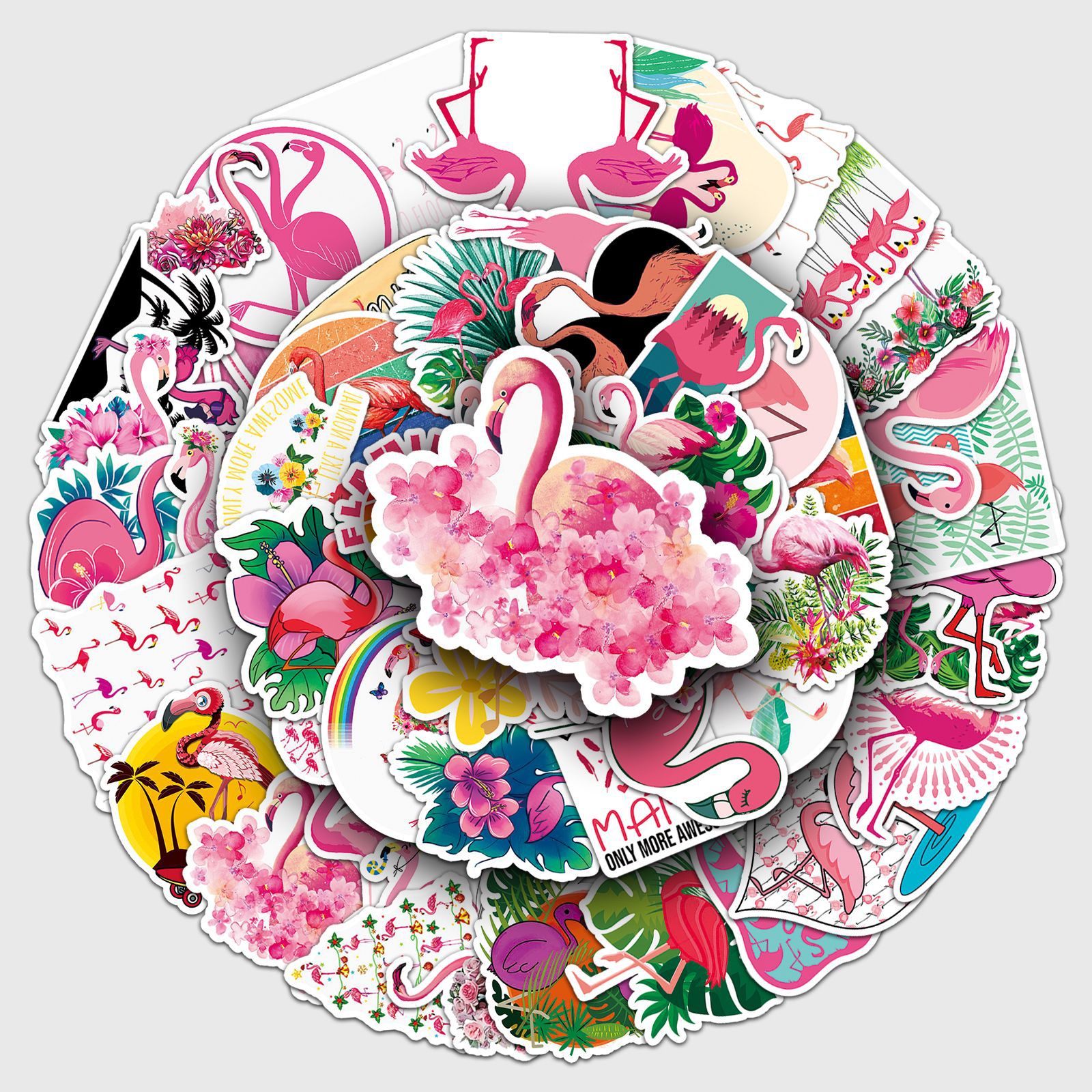 100 Flamingo graffiti dibujos animados animal fresco tarjeta Goo impermeable DIY mano libro decorativo equipaje pegatinas