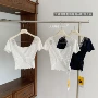 露背水溶立体蕾丝上衣