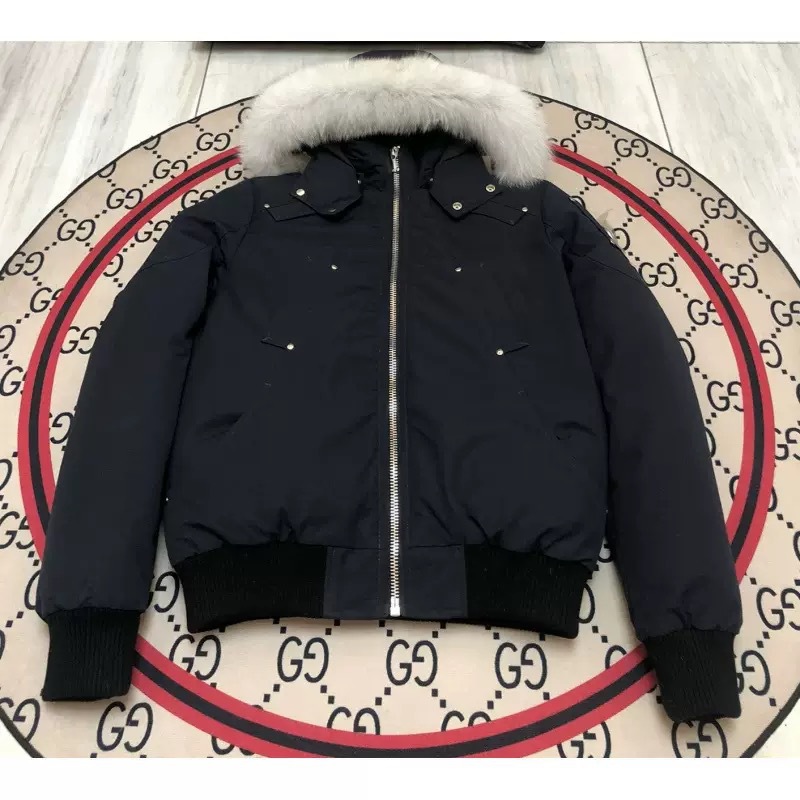 Moose Knuckles Ballistic Bomber Jacket Down Fur Navy
