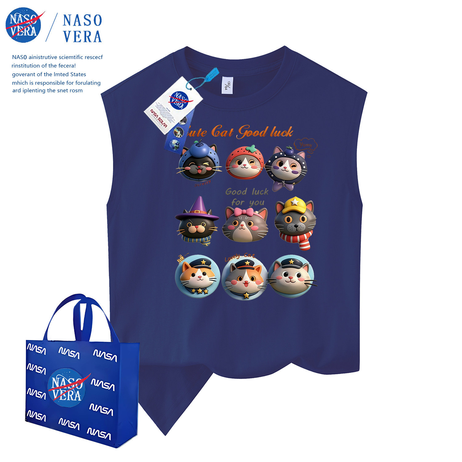 Summer Hot Selling Fashionable Tops for Children: Sleeveless Vest, Cute Cartoon Kitten Casual Tank Top