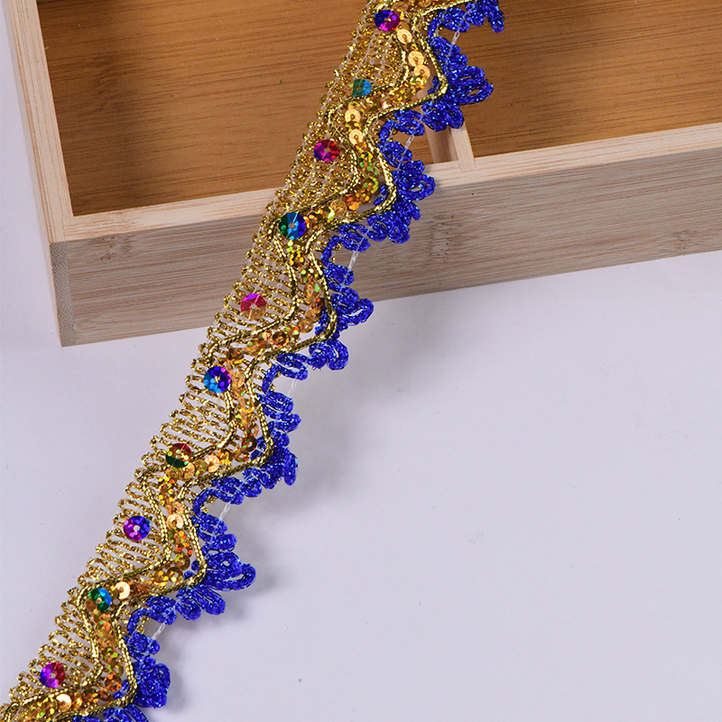 Venta directa de fábrica, suministro puntual de seda de oro y plata, lentejuelas, encaje, accesorios de ropa, cortinas, decoración de ropa de baile