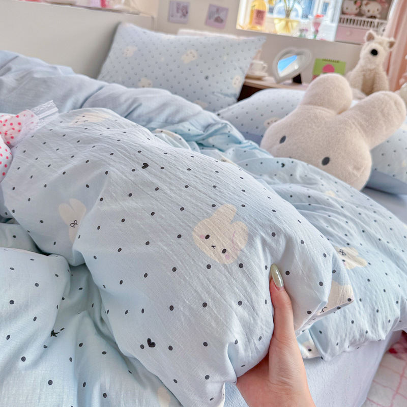 Baby-friendly Class A soft and fluffy cloud-like yarn four-piece set, student dormitory three-piece set, cartoon-style naked sleep bed sheet Baby-friendly Class A soft and fluffy cloud-like yarn four-piece set, student dormitory three-piece set, cartoon-style naked sleep bed sheet