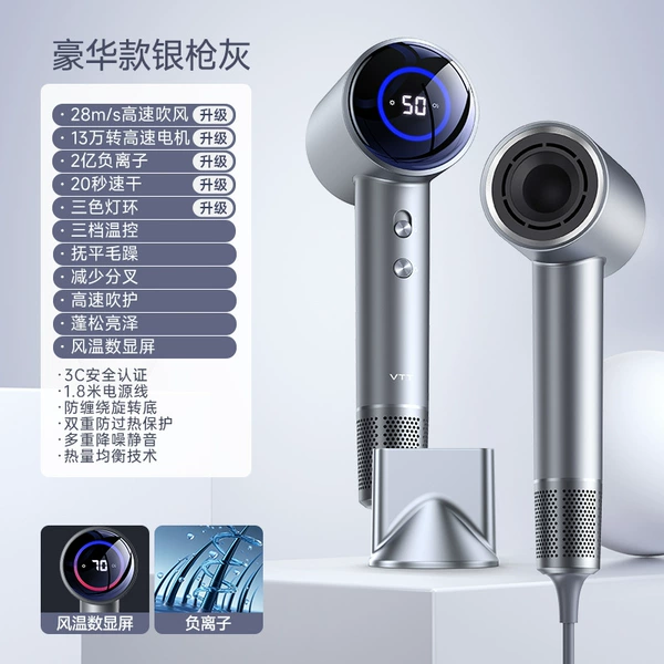 [Do not shoot in China] D3 high speed + gray + 1600W + 200 million negative ions + air temperature digital display + magnetic air nozzle