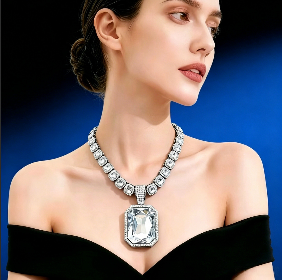 Amazon venta caliente de collares de piedra preciosa de color cubana con colgante de piedra preciosa de color nuevo collar de hombre en Europa y América