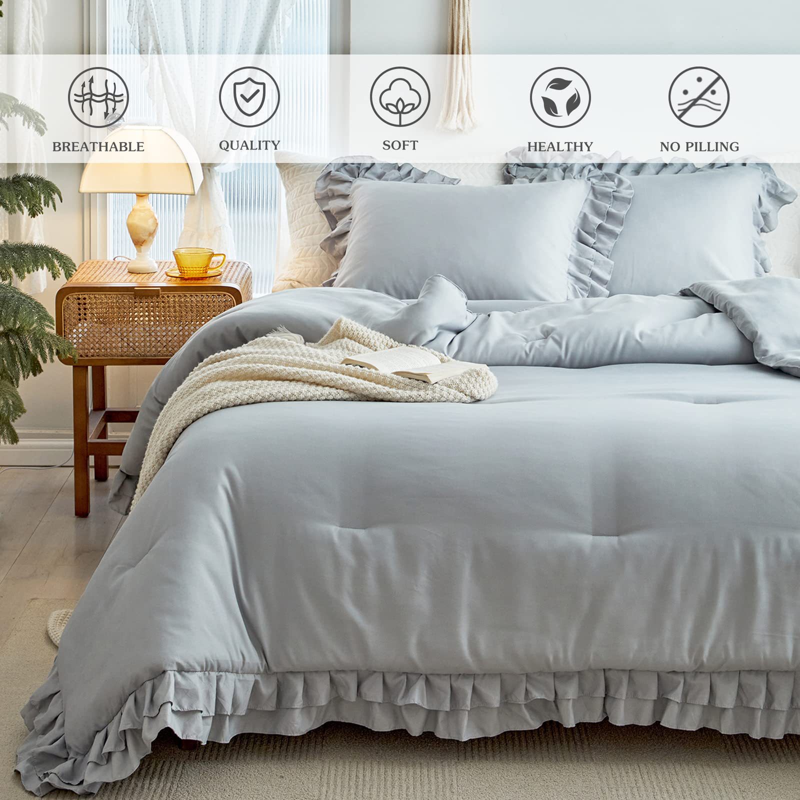 Grey Queen(1 Comforter + 2 Pil