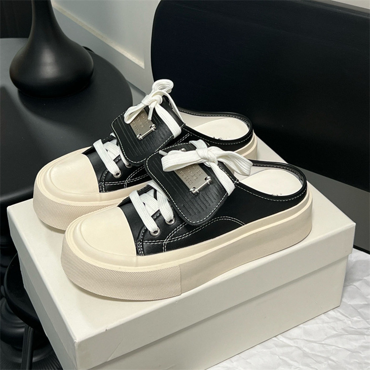 Half Drag 2024 Sommer Neue dicke Unterseite Baotou Mode Oberbekleidung Casual weiße Schuhe_voghion.com