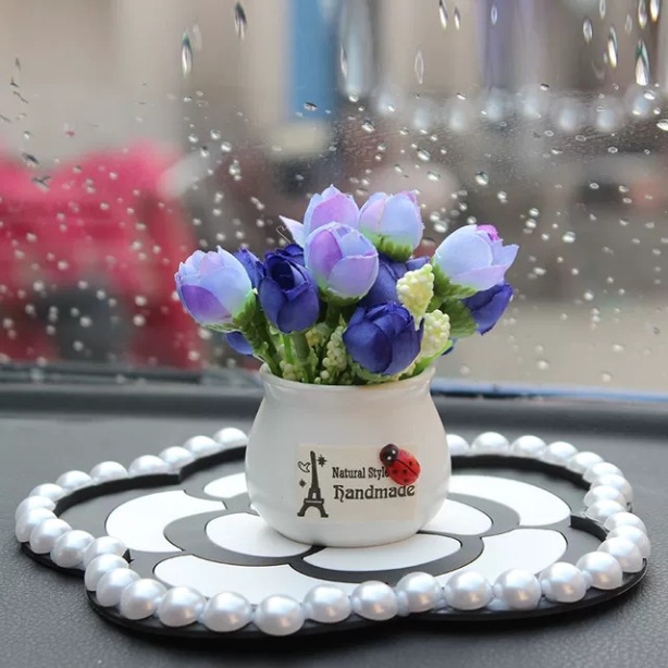 Decoración creativa de plantas en macetas de coche, flores y frutas, decoración de coche, coche, linda flor, decoración pequeña, niña