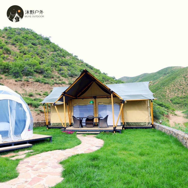 Muye tienda de campaña al aire libre hotel resort dos dormitorios y una sala de estar gran techo tienda de campaña Hotel