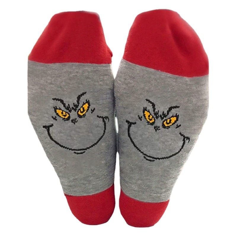 Calcetines de Navidad calcetines de algodón casuales de hombres y mujeres Amazon transfronterizo letras inglesas cara de fantasma calcetines transpirables de media pantorrilla en stock