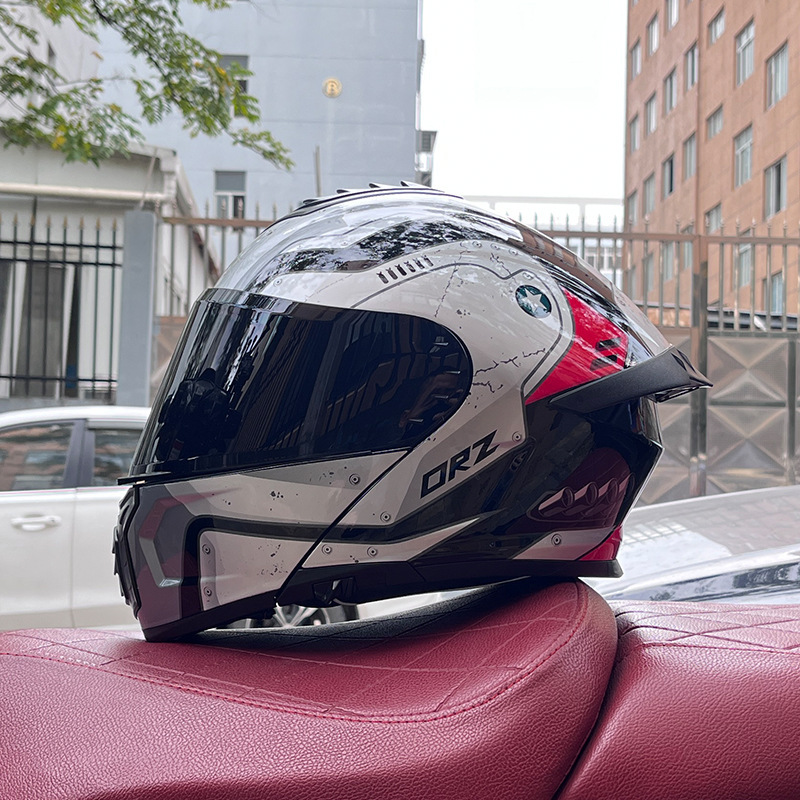 Orz casco de coche eléctrico masculino y femenino casco de verano doble espejo trasero medio completo personalidad cuatro estaciones pareja Bluetooth