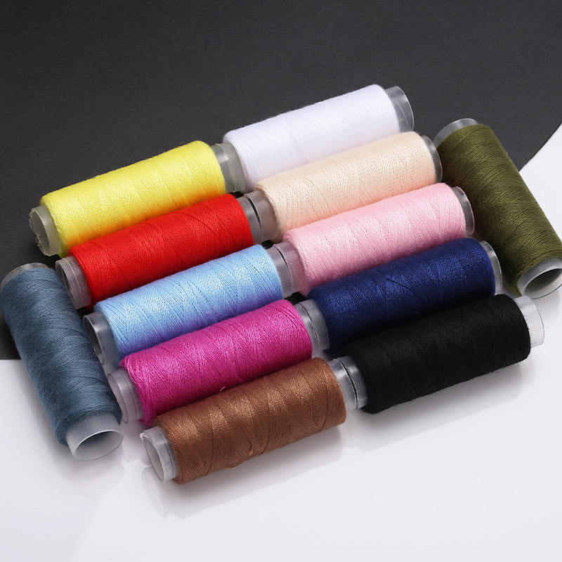 Mayorista línea de costura casera colorida costura manual rollo pequeño 402 línea de máquina de coser hecha a mano ropa DIY poliéster costura manual image 3