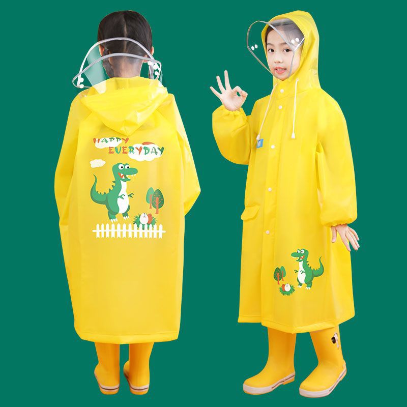 Children's Raincoat Long Rainproof Full Body with School Bag for Middle-Aged and Older Boys and Girls Kindergarten Students Poncho