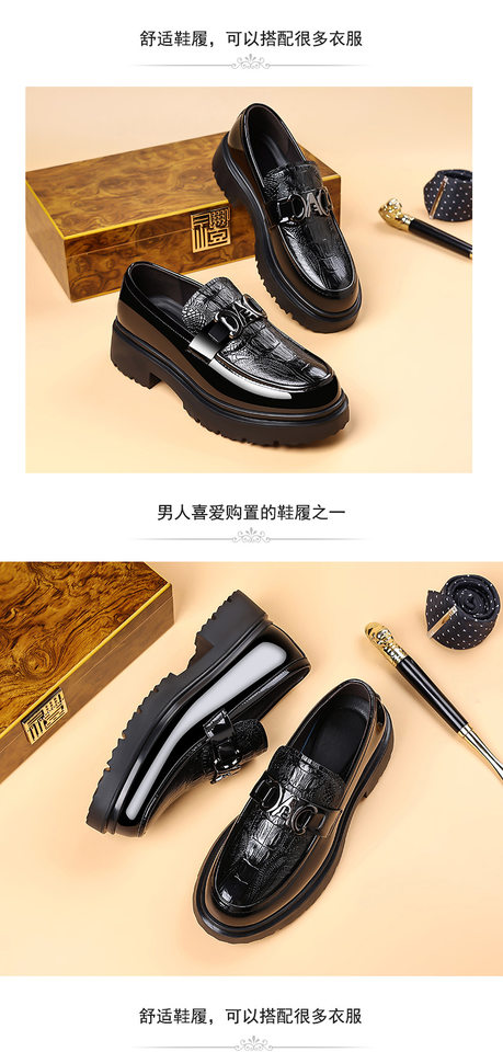 Giày da nam kiểu Derby mũi tròn, da bóng cao cấp, đế dày chống mài mòn, gót vuông 3–5 cm — PZ10035 màu đen chi tiết 14