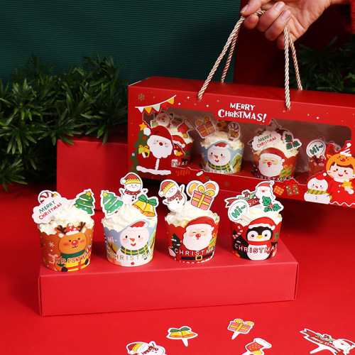 Christmas cupcake packaging box muffin cup cup cake cartoon Christmas cupcake decoration insert