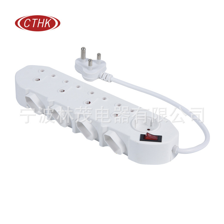 工厂直销 南非4孔带欧式插座 南非9位拖线板