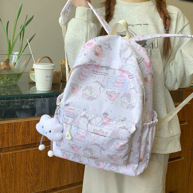Cartoon cute backpack, school bag for elementary school students, shoulder bag, universal laptop for leisure, for students, for secondary school
