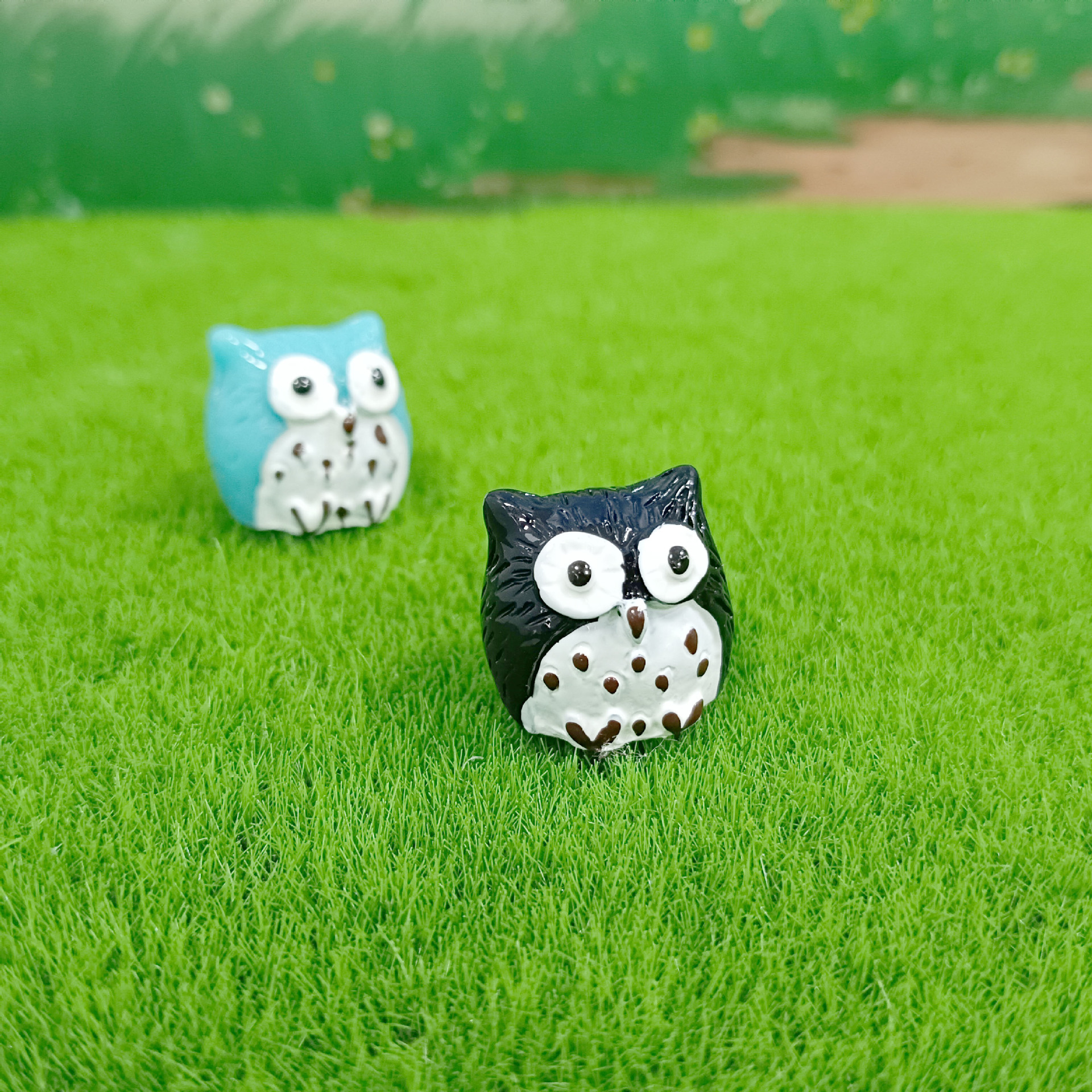 Montaje de bricolaje decoración de micro paisaje decoración joyería al por mayor musgo suculente pequeño animal adorno resina búho