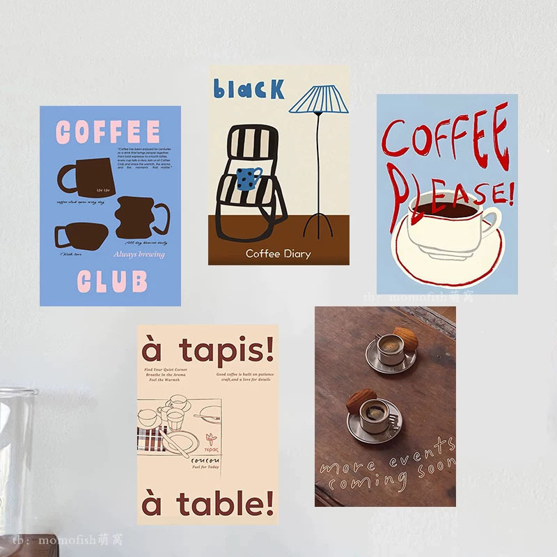 Niche Instagram Dessert Coffee Shop Poster Wall Stickers Room Restaurant Kitchen Photo Background Wall Decoration Painting Stickers