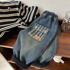 男童韩版百搭一体绒牛仔裤冬季加绒裤子新款儿童秋冬薄绒长裤