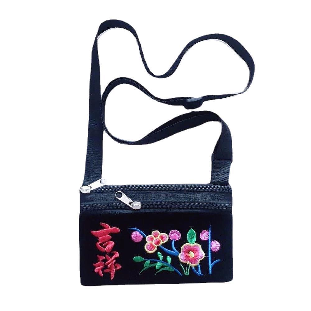 Directo de fábrica Nuevo Mini pequeño bolso cuadrado fu patrón de carácter moda bolso bordado bolso de la cintura de las mujeres bolso de pecho monedero del teléfono móvil