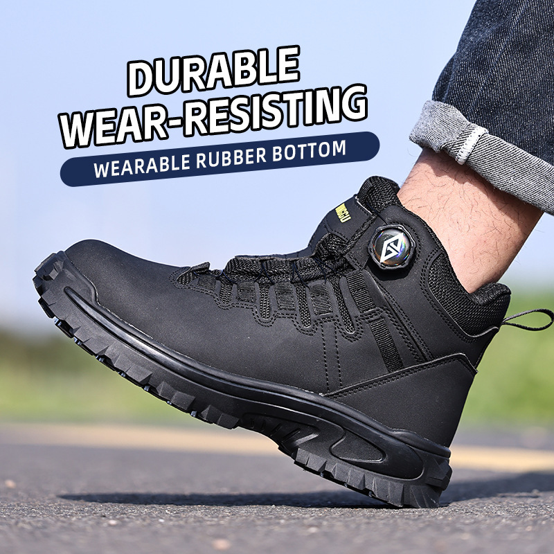 Cross-Border Anti-Slip Labor Protection Shoes New Style Lazy Rotating Button Men's Work Shoes Anti-Smash and Anti-Puncture Lightweight Safety Shoes Cross-Border Anti-Slip Labor Protection Shoes New Style Lazy Rotating Button Men's Work Shoes Anti-Smash and Anti-Puncture Lightweight Safety Shoes