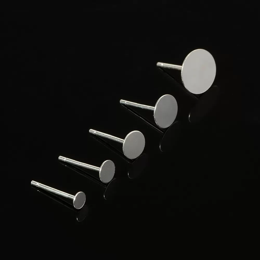 S925纯银平头针 平底耳钉托耳针耳饰 DIY饰品配件批发