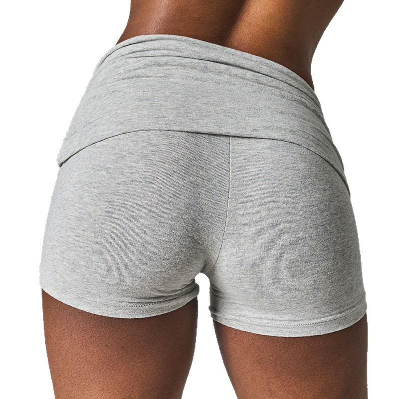 Shorts de Yoga Arayados Plegables de Algodón de Alta Elasticidad para Playa y Uso Diario