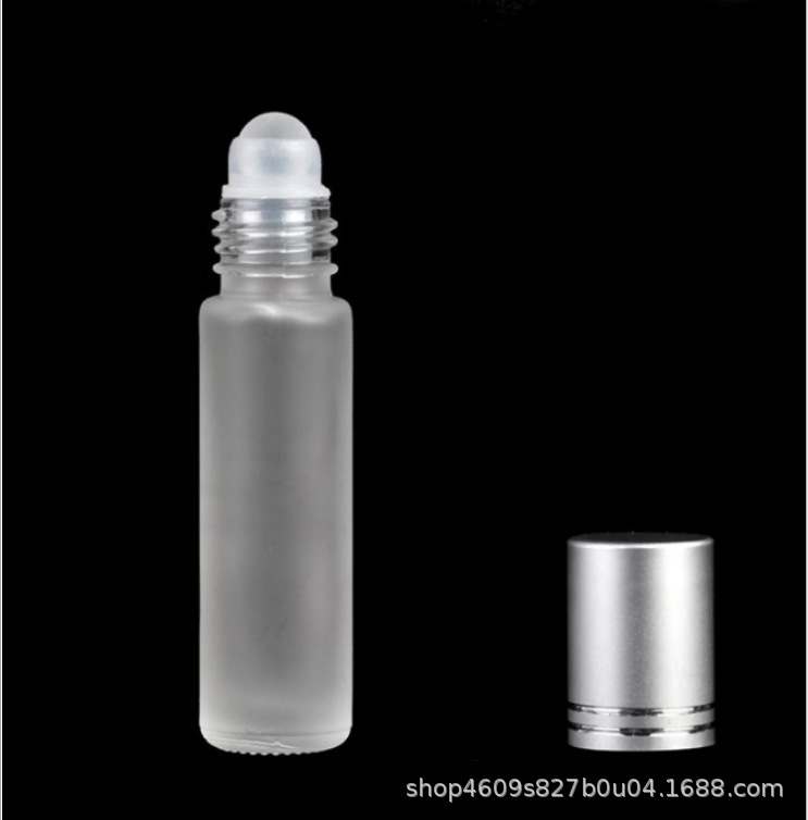 En stock 10ml botella de aceite esencial cuentas botella vacía cosméticos portátil esmerilado medicina aceite bola cabeza de bola de acero