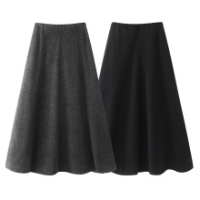 2025冬季新款灰色赫本风高腰半身裙女肌理感显瘦A字裙Y0091030011