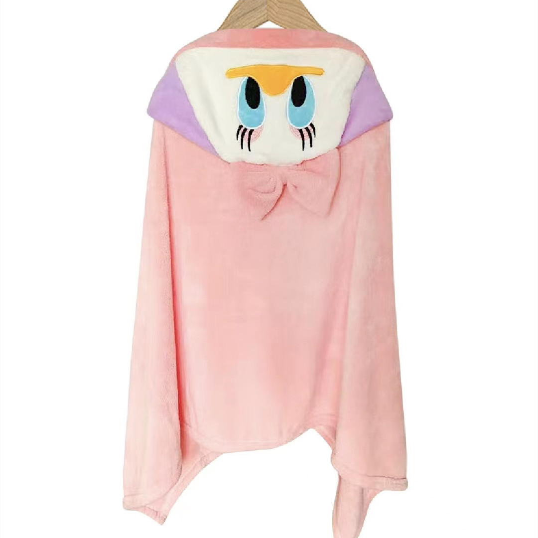 Coral fleece bebé usable Toalla de baño con capucha de dibujos animados capa de los niños Albornoz suave absorbente edredón infantil Toalla de baño
