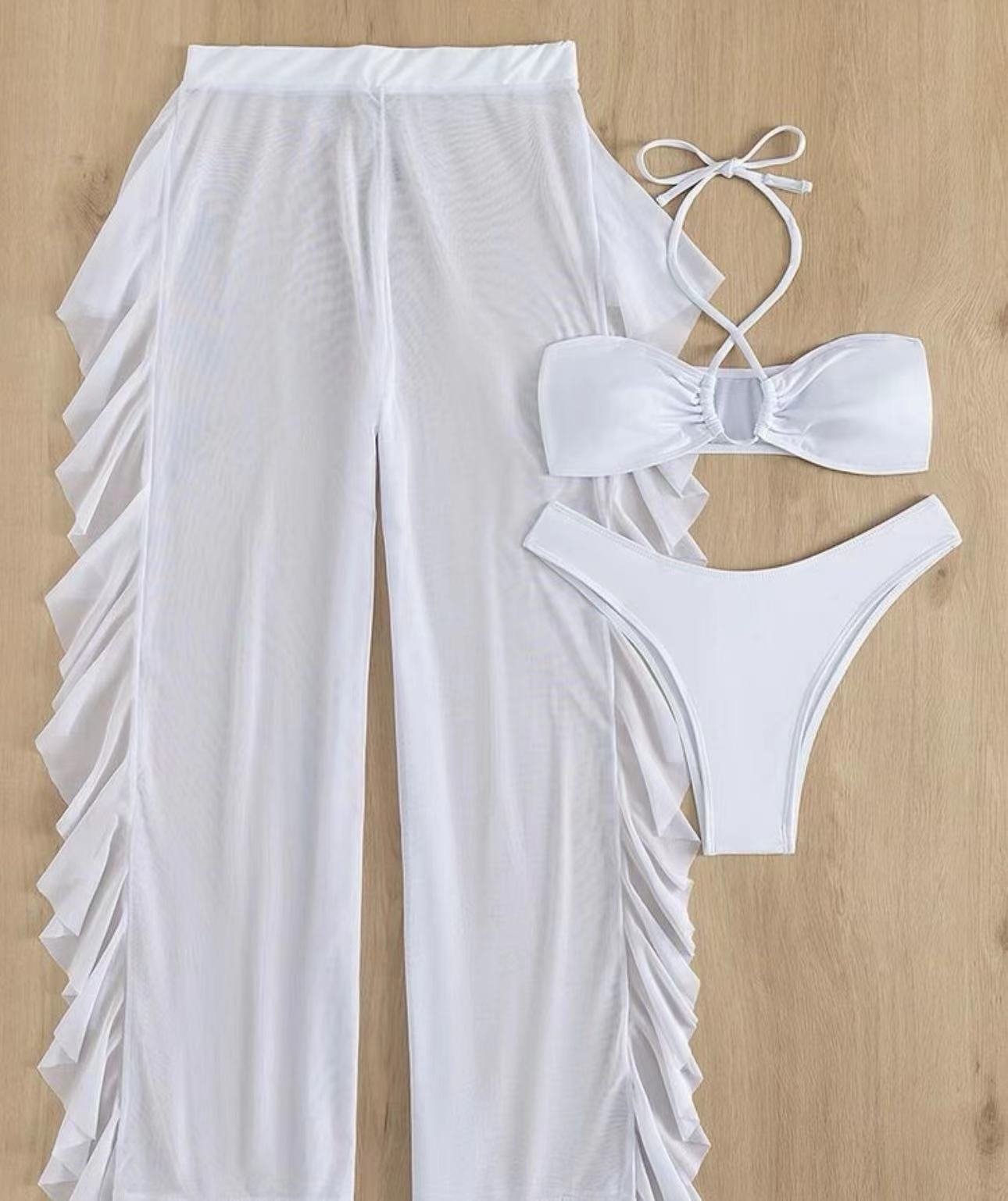 Women's Solid Color 3 Pieces Set Bikinis Swimwear display picture 12