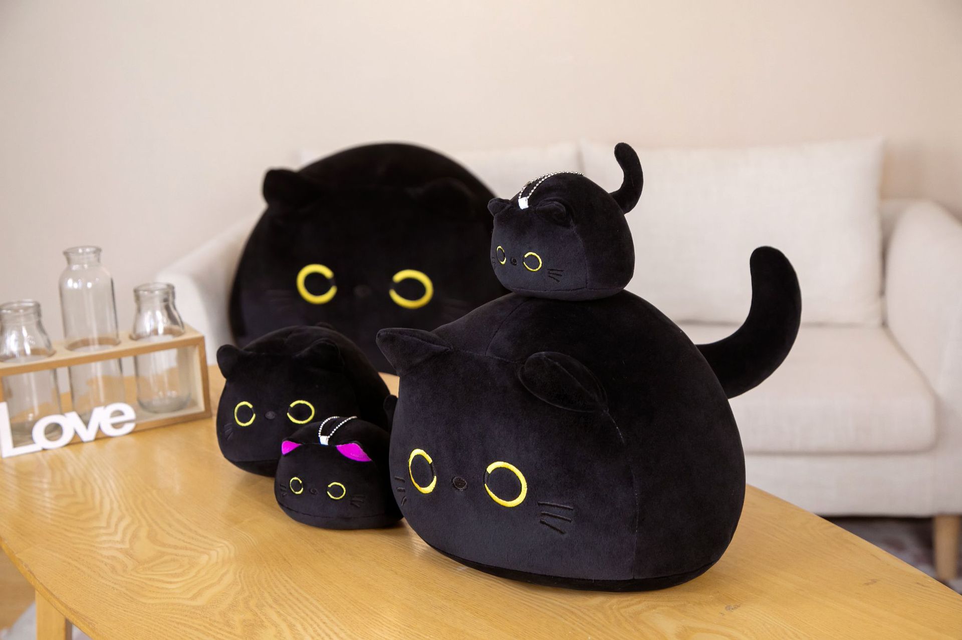 Title 4, Travesseiro de Boneca Gato Fofo Algodão Penas E...