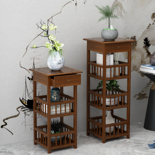 Ft Flower Rack Indoor Multi-layer Floor-standing Balcony Rack Solid Wood Living Room TV Cabinet Side Flower Pot Rack Green Flower