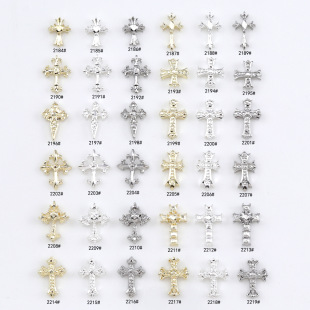 New Trendy Internet Celebrity Dazzling Three-Dimensional Cross Nail Art Accessories, Crow Heart Nail Rhinestones, Super Shiny Alloy Nail Decorations