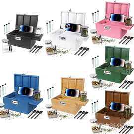 跨境木质收纳盒带密码锁研磨器包装盒卷烟器烟丝收纳盒实木雪茄盒