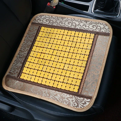 Seat Cushion Breathable Mahjong Bamboo Sheet | Cool pad - beige-wide-edge-bamboo-square-mat