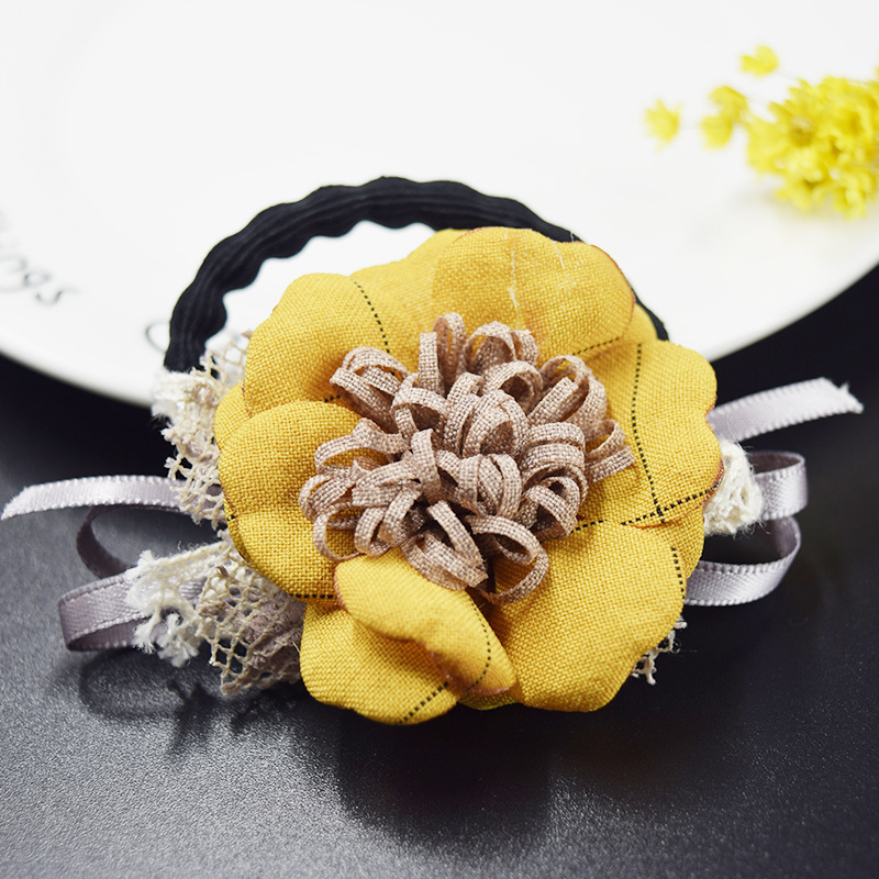 Mori women's literary and artistic small fresh pastoral fabric flower rubber band lace band hair ring composite fabric boutique trinkets Mori women's literary and artistic small fresh pastoral fabric flower rubber band lace band hair ring composite fabric boutique trinkets