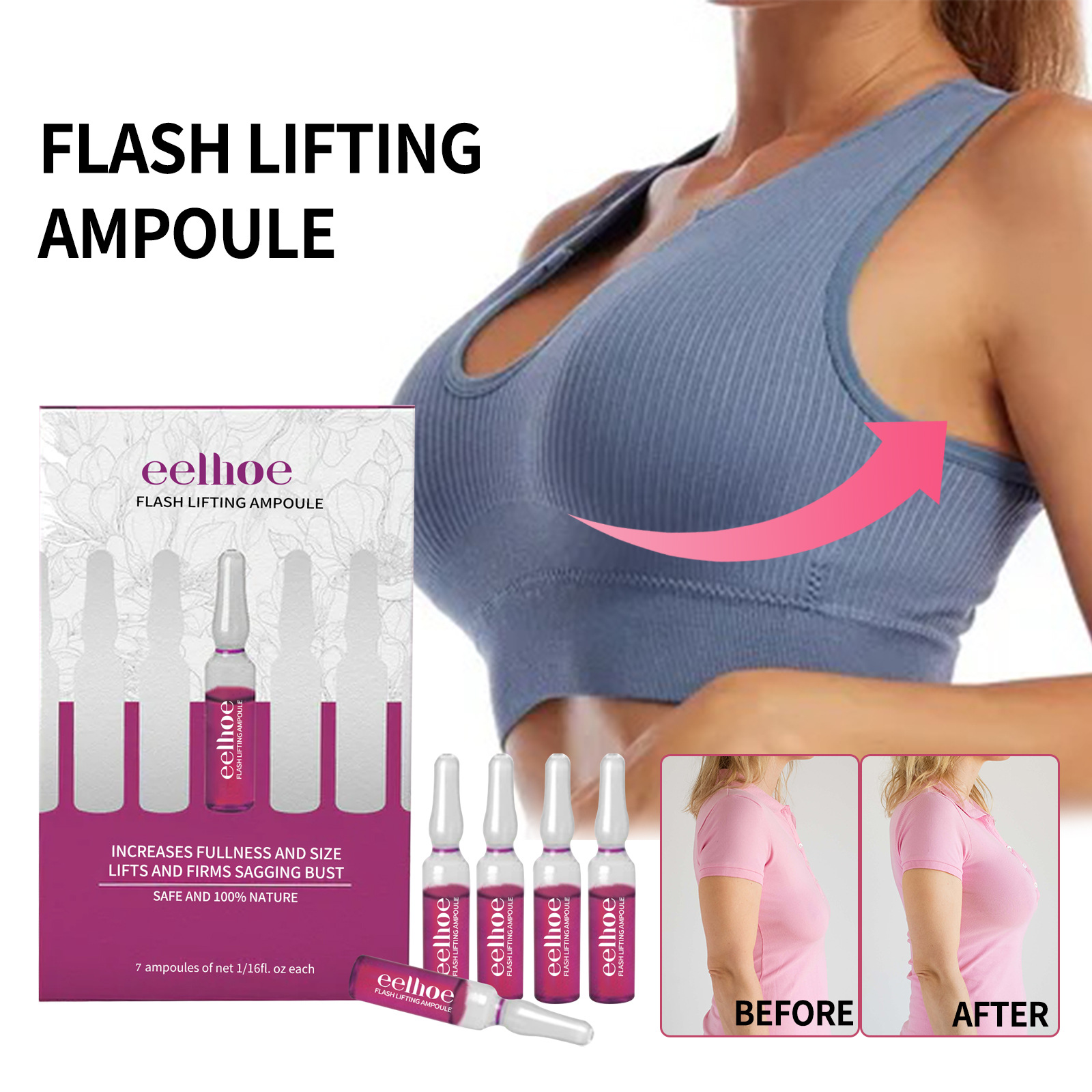 Massaggio rapido al torace per rassodare, rassodare, sollevare la pelle e abbellire la fiala di olio essenziale per la cura del seno_voghion.com