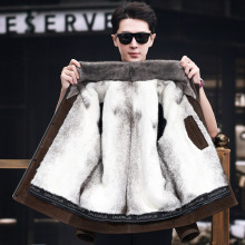 皮衣男十字貂水貂内胆皮毛一体山羊皮夹克短款貂皮大衣外套冬
