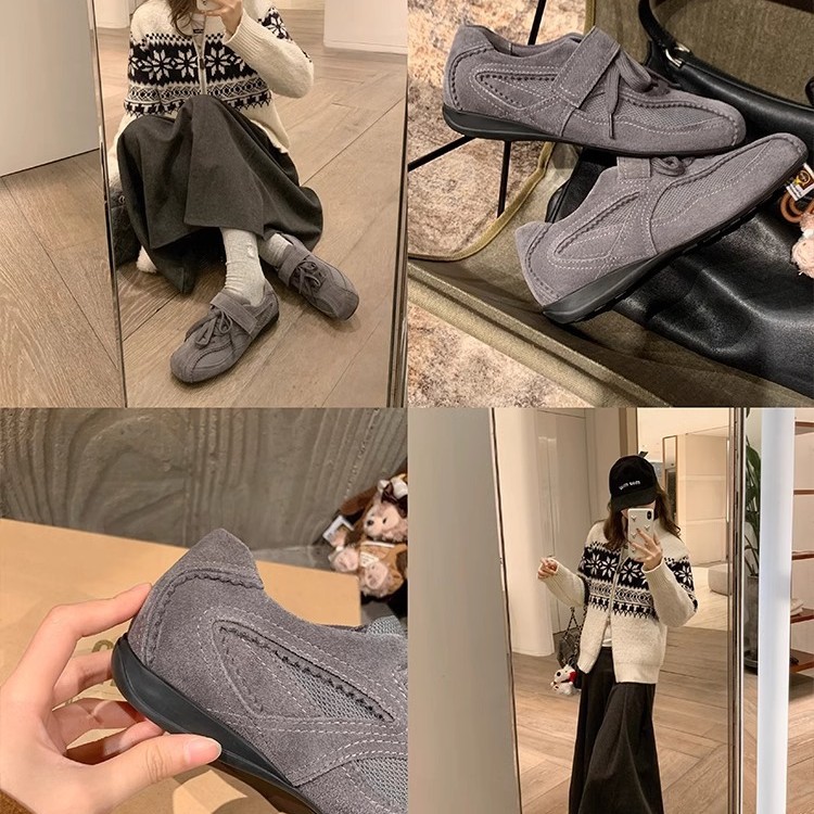 [sheii Su] Blossom ~ Velcro de lazos retro zapatos casuales de ballet de mujer zapatos de entrenamiento